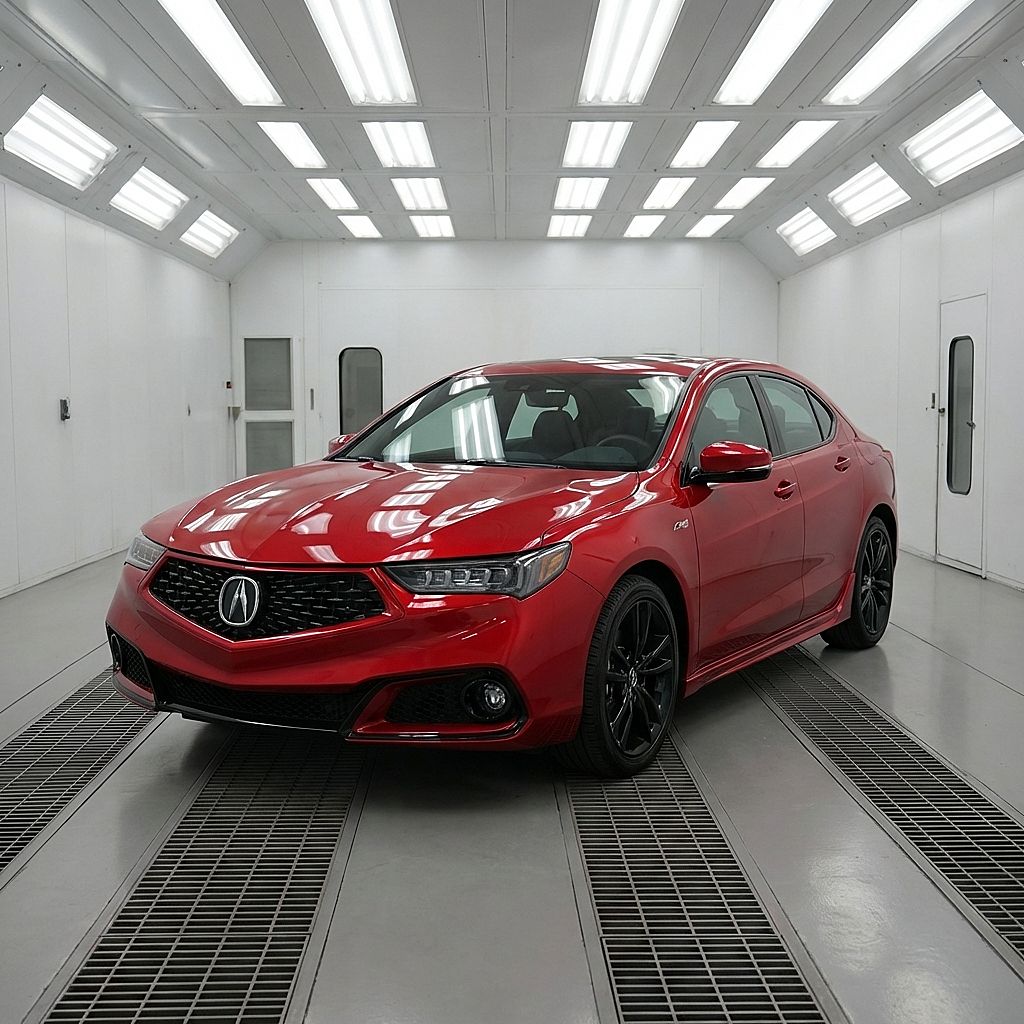 Marlborough Certified Collision Center acura in paintbooth Marlborough Certified Collision Center acura in paintbooth